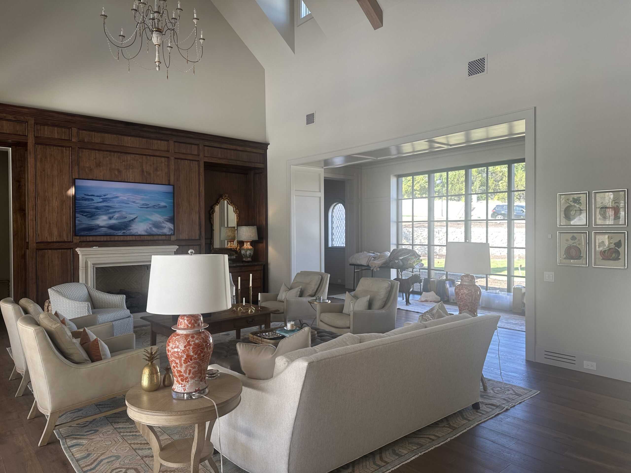 Crestron and Lutron home automation in elegant Westlake living room
